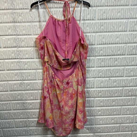 Lulus Mini Floral Halter Dress in Pink and Yellow NWOT Size XL - Picture 7 of 8